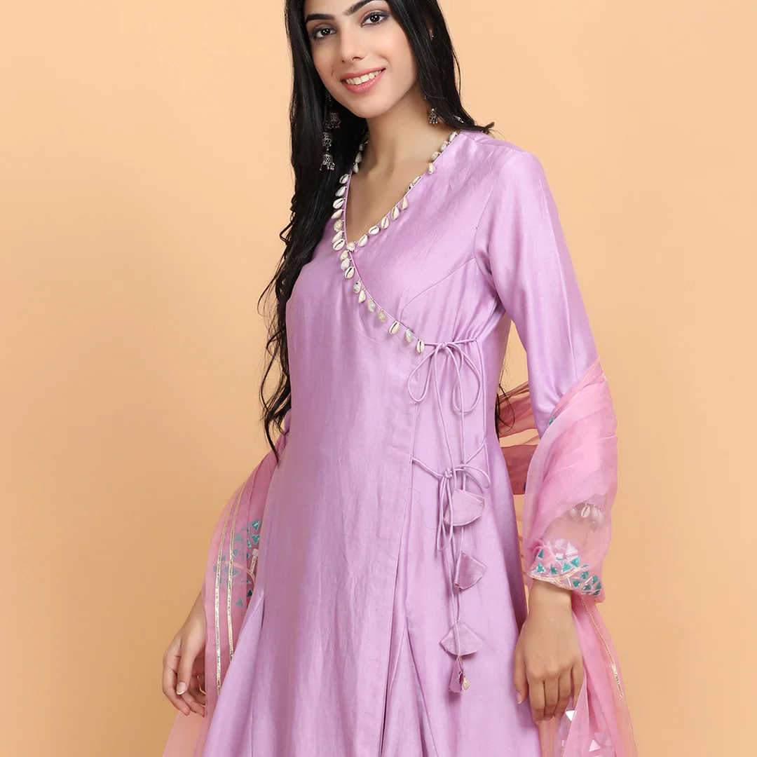 Lilac angrakha suit set - Image 3