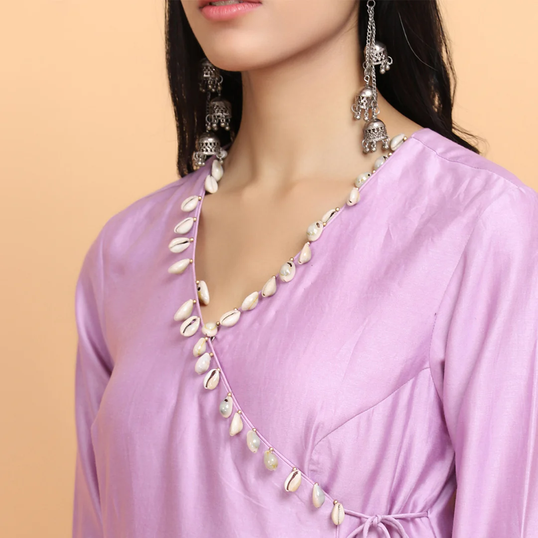 Lilac angrakha suit set - Image 4