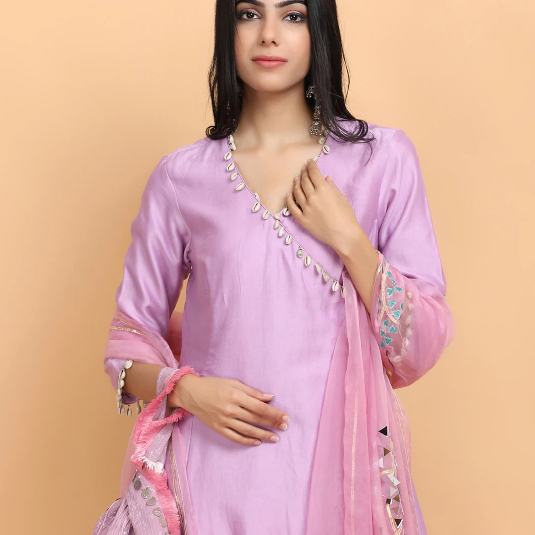 Lilac angrakha suit set - Image 5