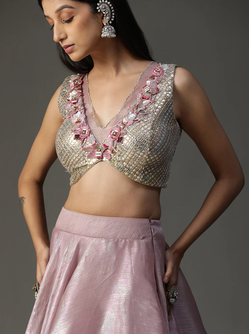 Lilac organza lehnga set - Image 3
