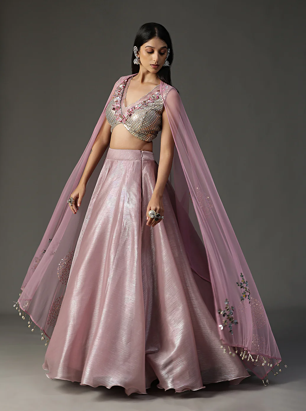 Lilac organza lehnga set - Image 4