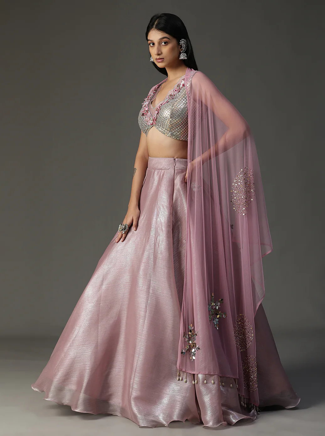 Lilac organza lehnga set - Image 5