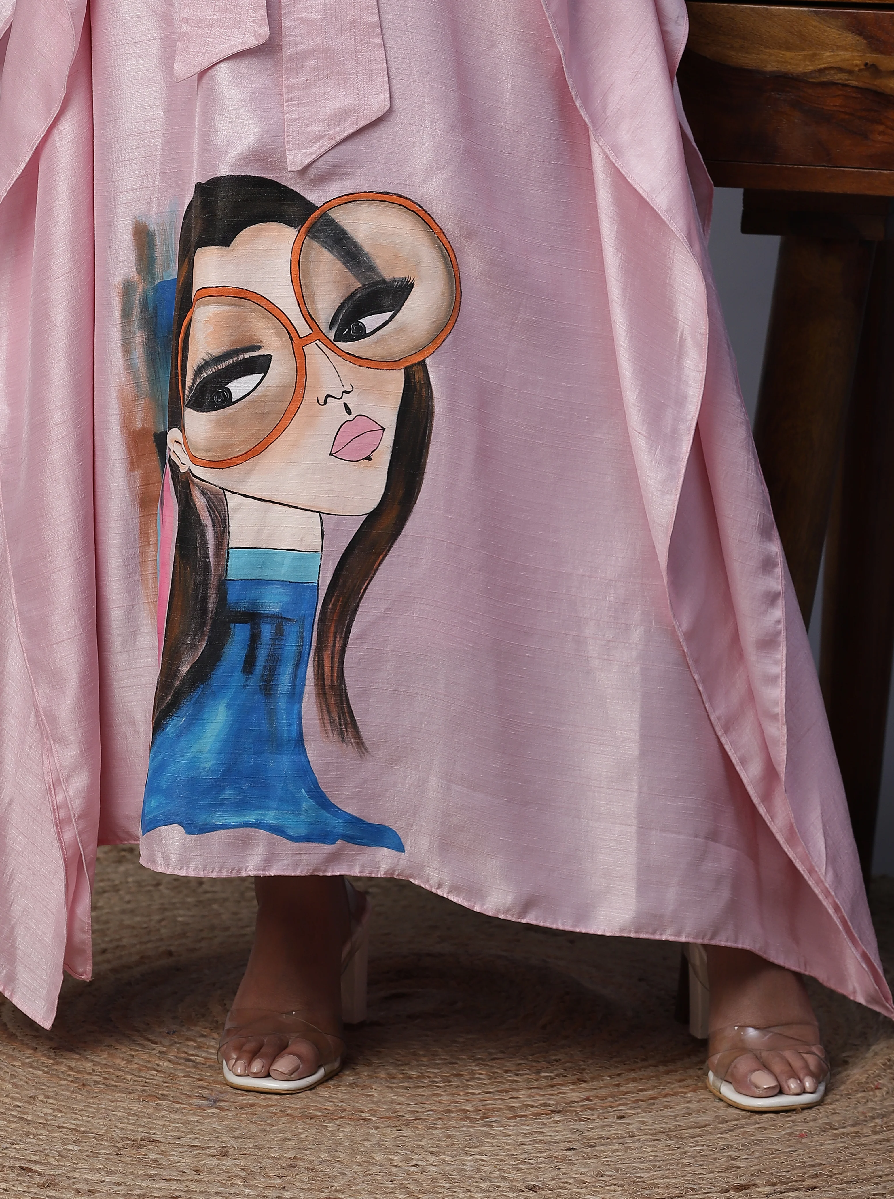 Lilac silk handpainted kaftan set - Image 4