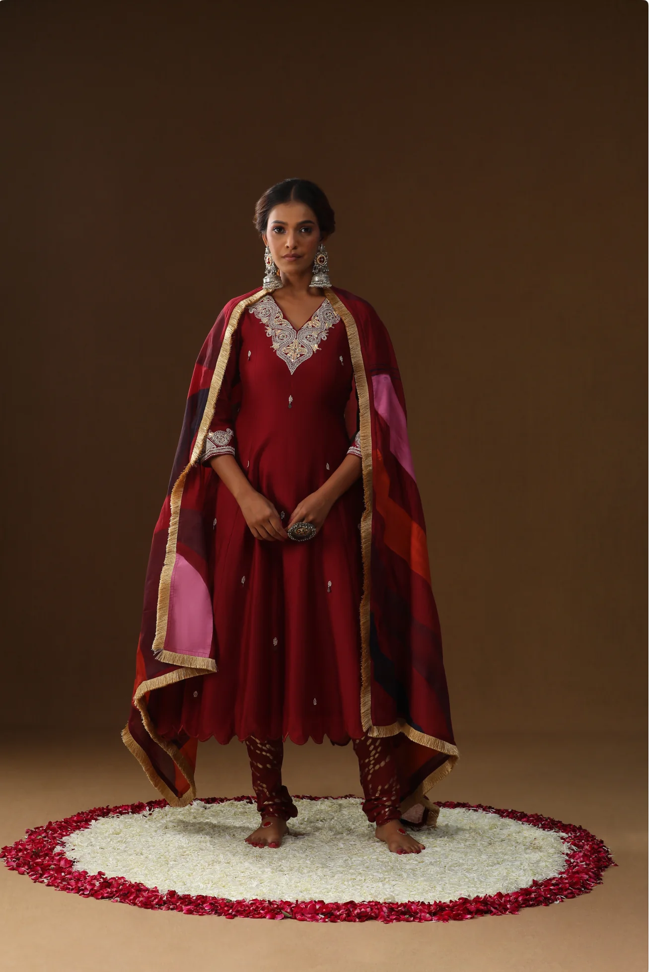 Mehroon custom letter handpainted kurta set