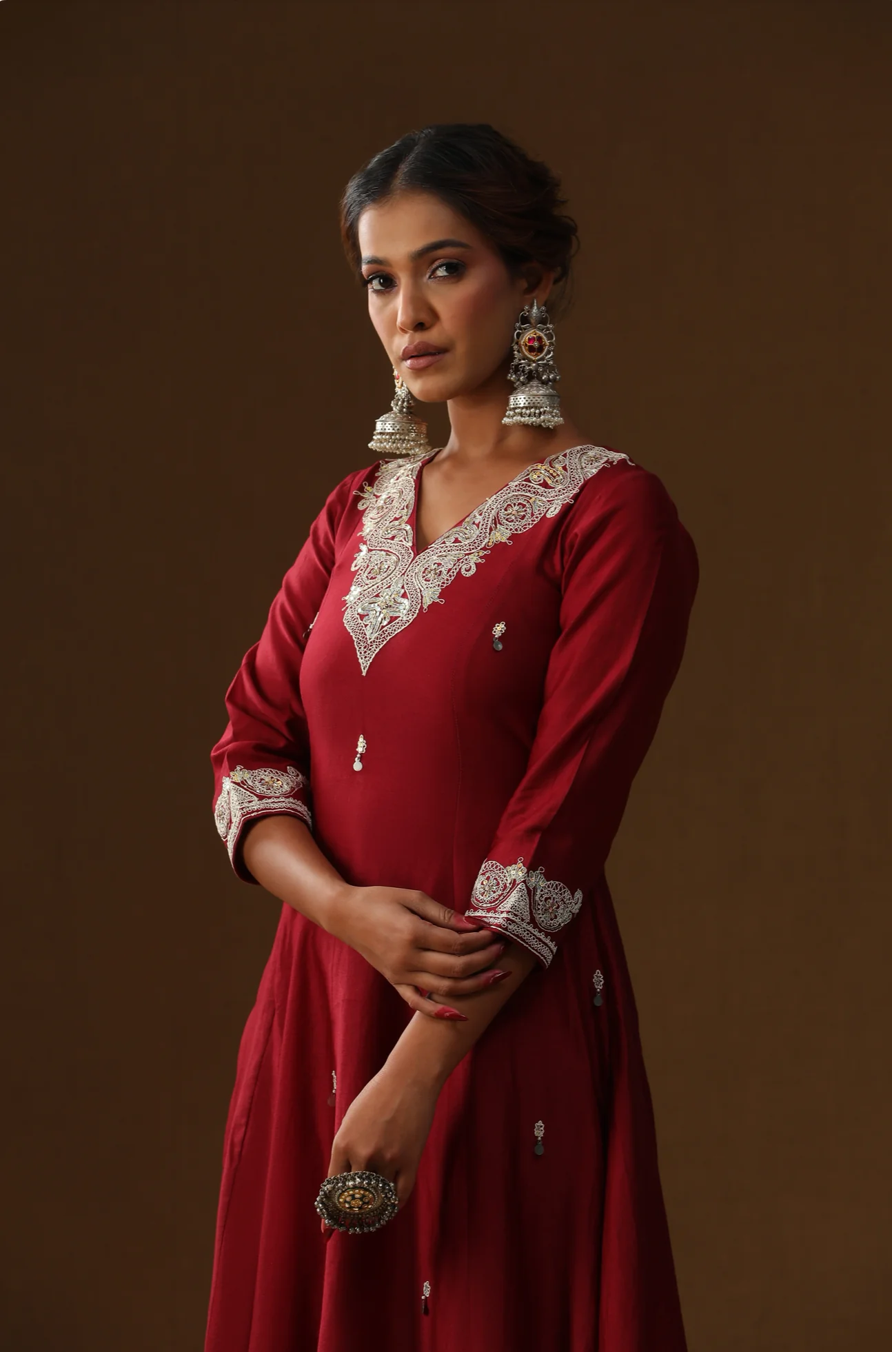 Mehroon custom letter handpainted kurta set - Image 2