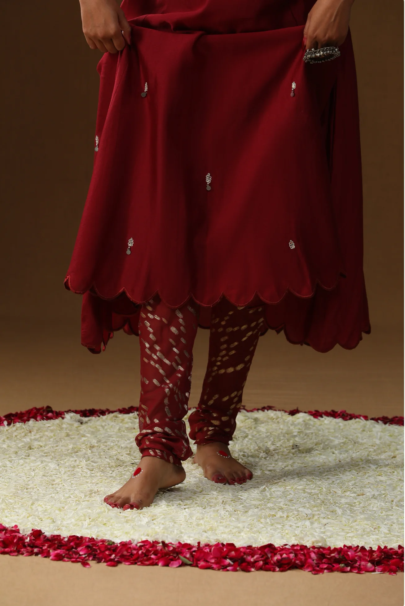 Mehroon custom letter handpainted kurta set - Image 3