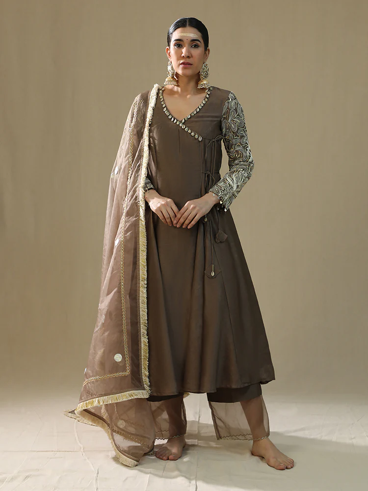 Mocha angrakha suit set