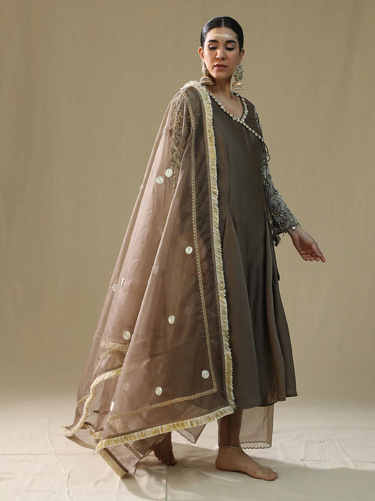 Mocha angrakha suit set - Image 2