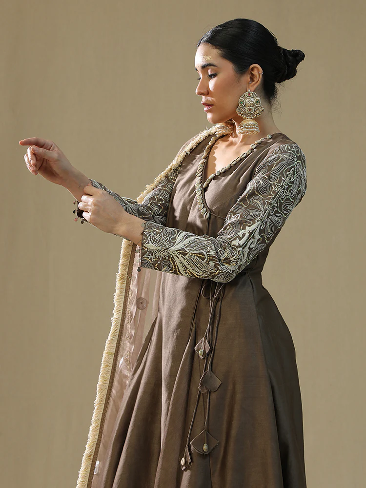 Mocha angrakha suit set - Image 3