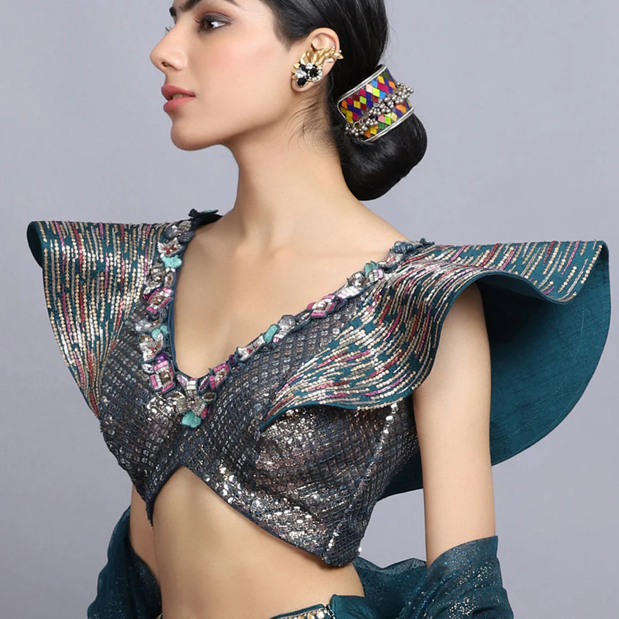 Kashmeera Shah in modern baraat handpainted lehenga set - Image 5