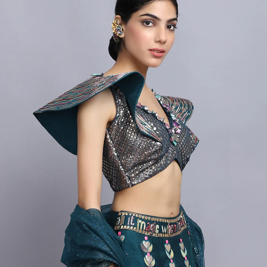 Kashmeera Shah in modern baraat handpainted lehenga set - Image 7