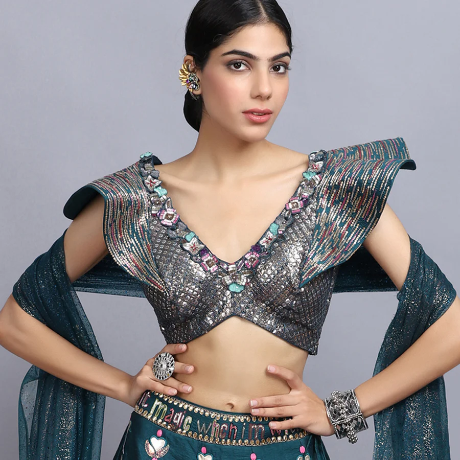 Kashmeera Shah in modern baraat handpainted lehenga set - Image 8