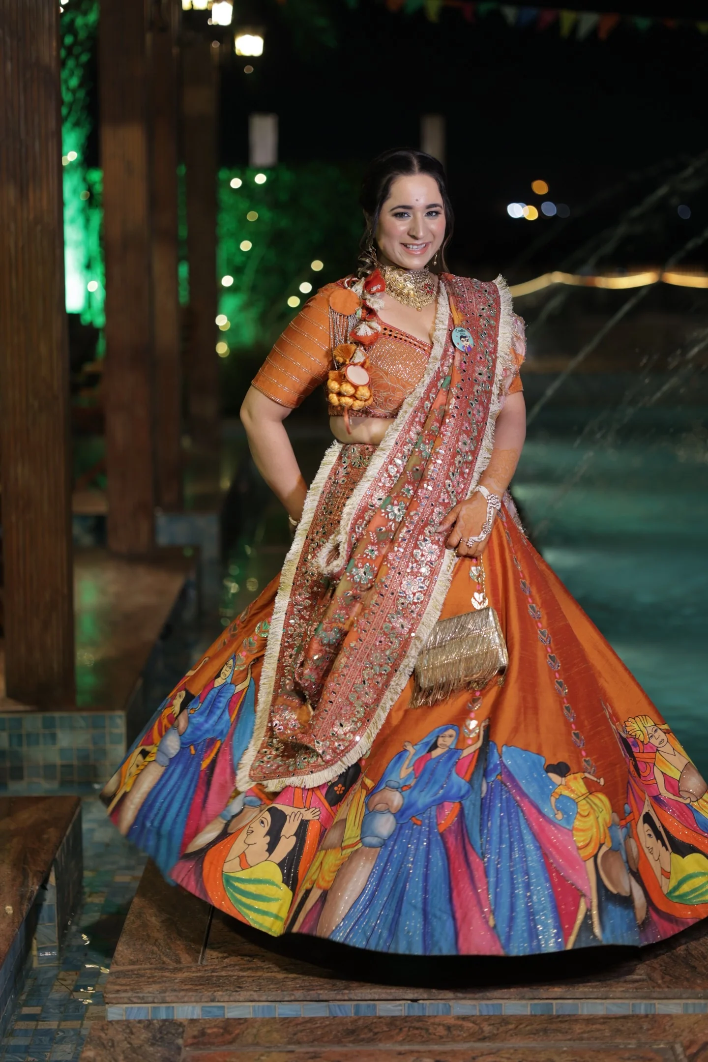 Modern Baraat Lehnga In Burnt Orange - Image 3