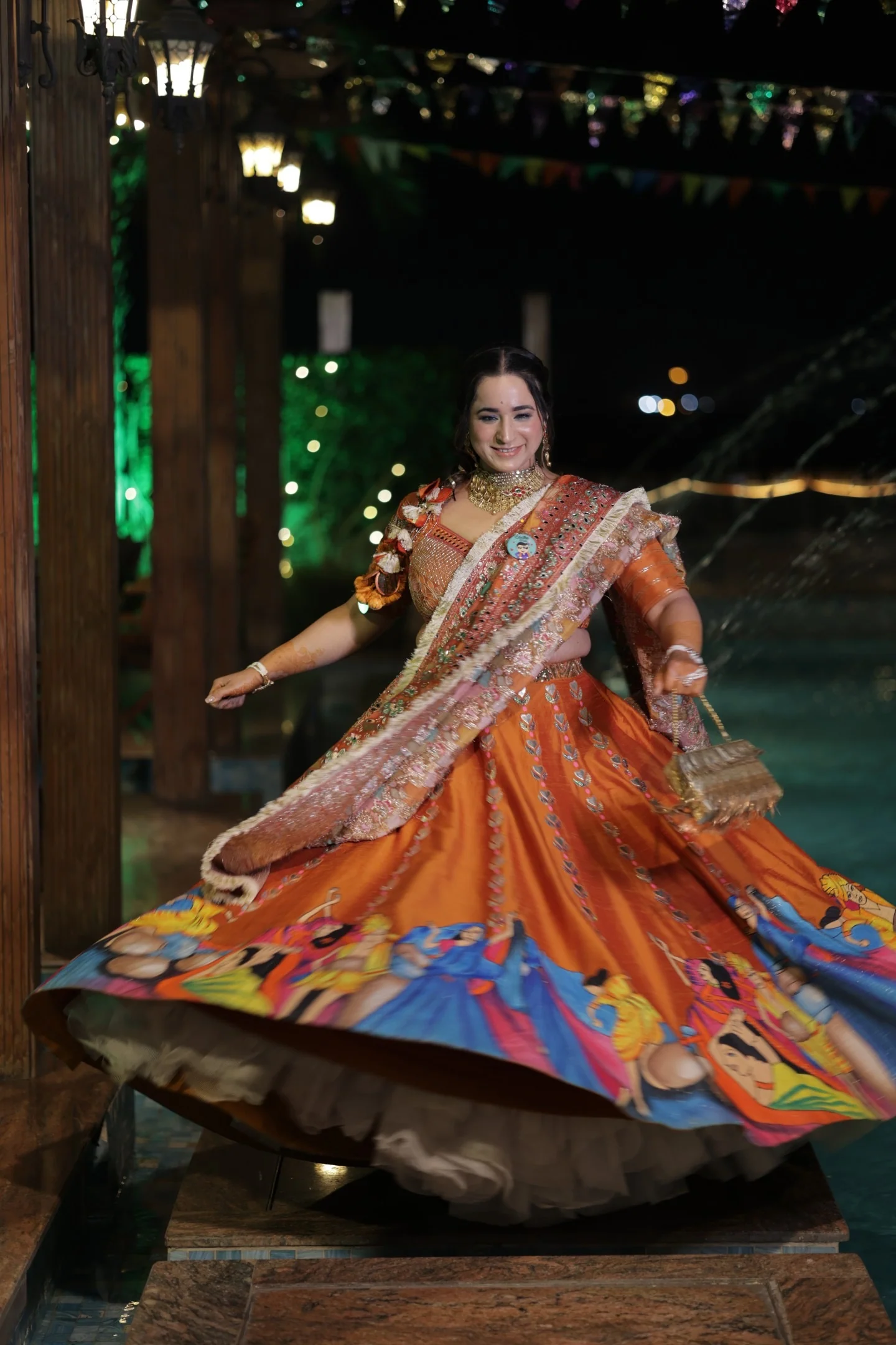 Modern Baraat Lehnga In Burnt Orange - Image 7