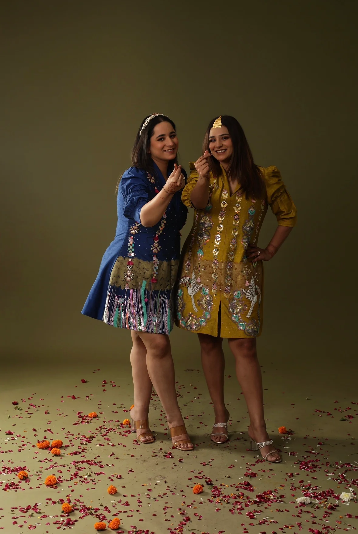 Mustard yellow handpainted dress - Image 2