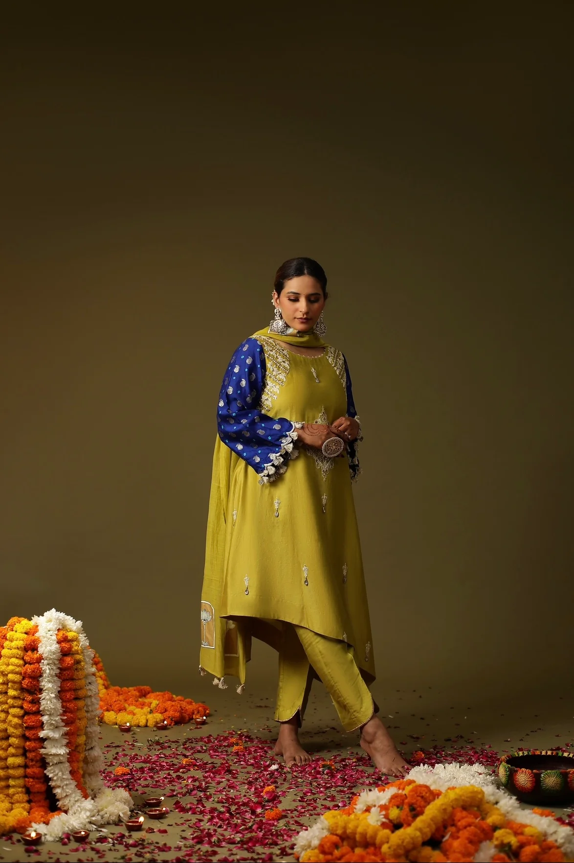 Mustard yellow sakhi suit set - Image 2