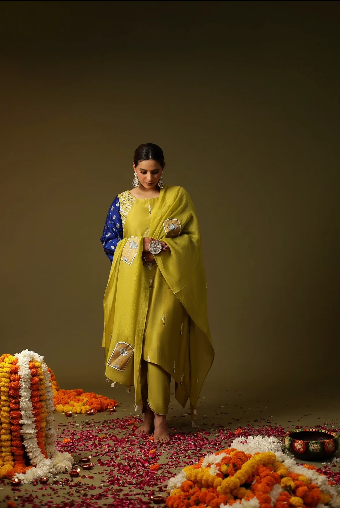 Mustard yellow sakhi suit set - Image 3