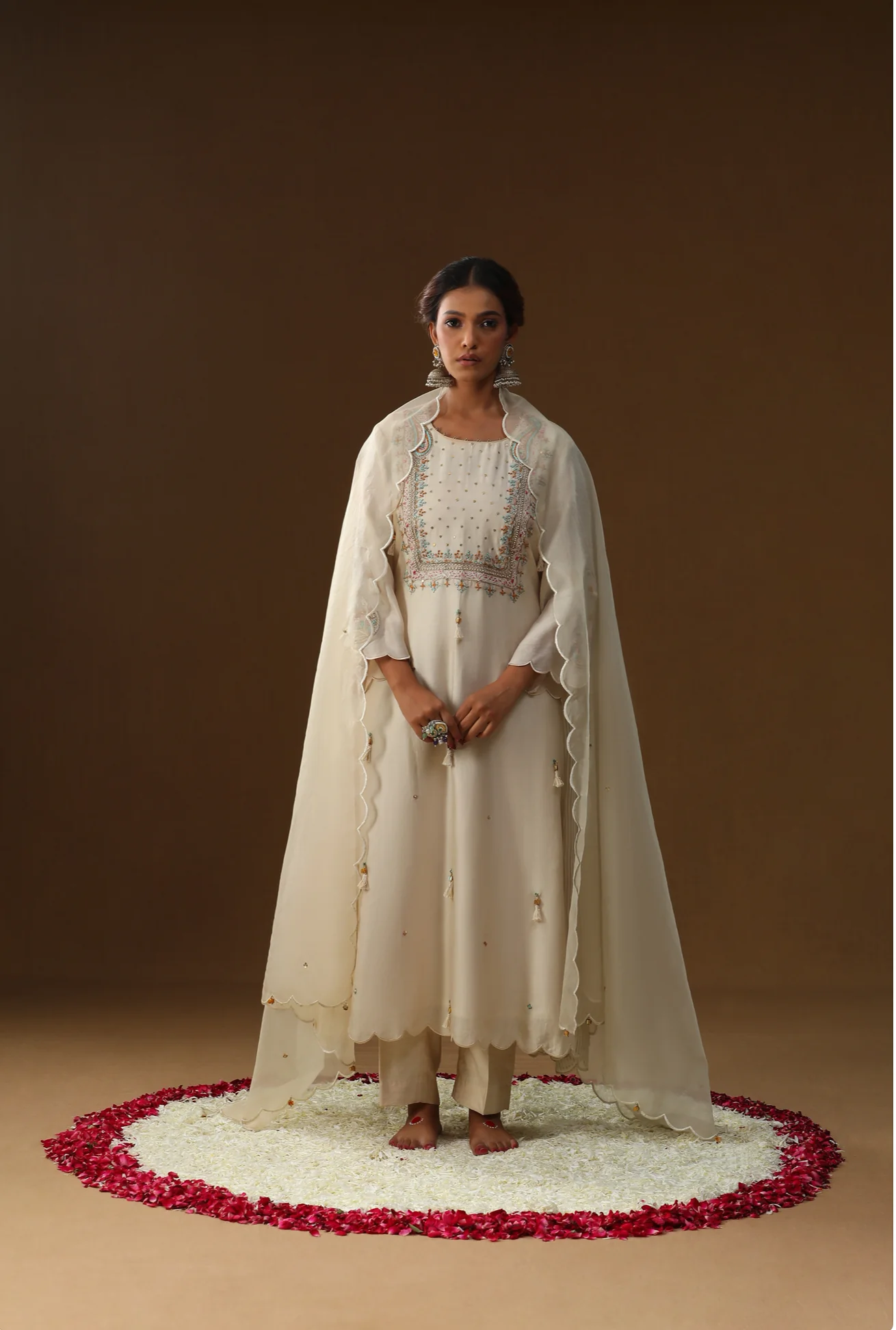 Off white square shape suit set
