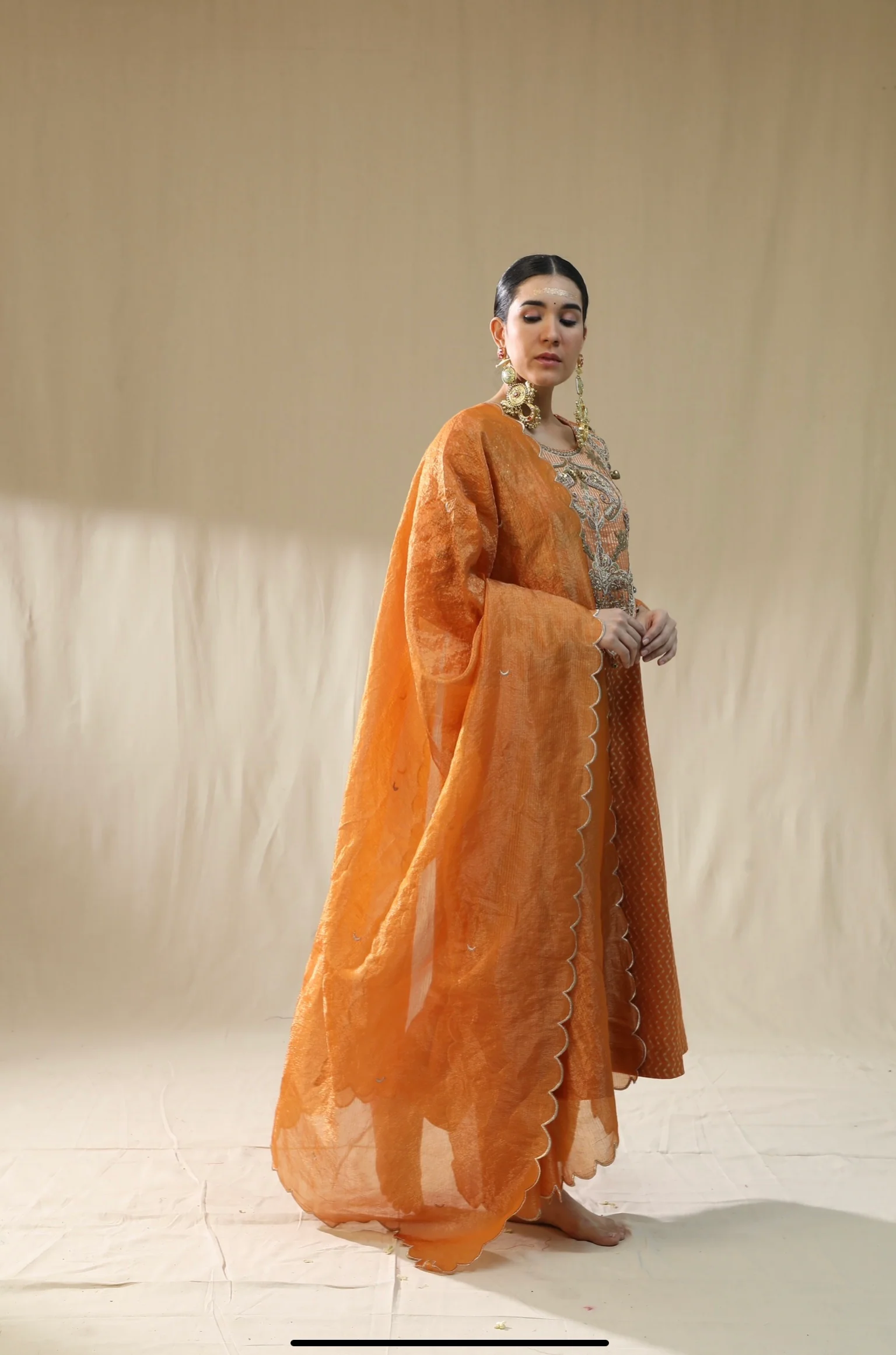 Orange self kastoori suit set - Image 6