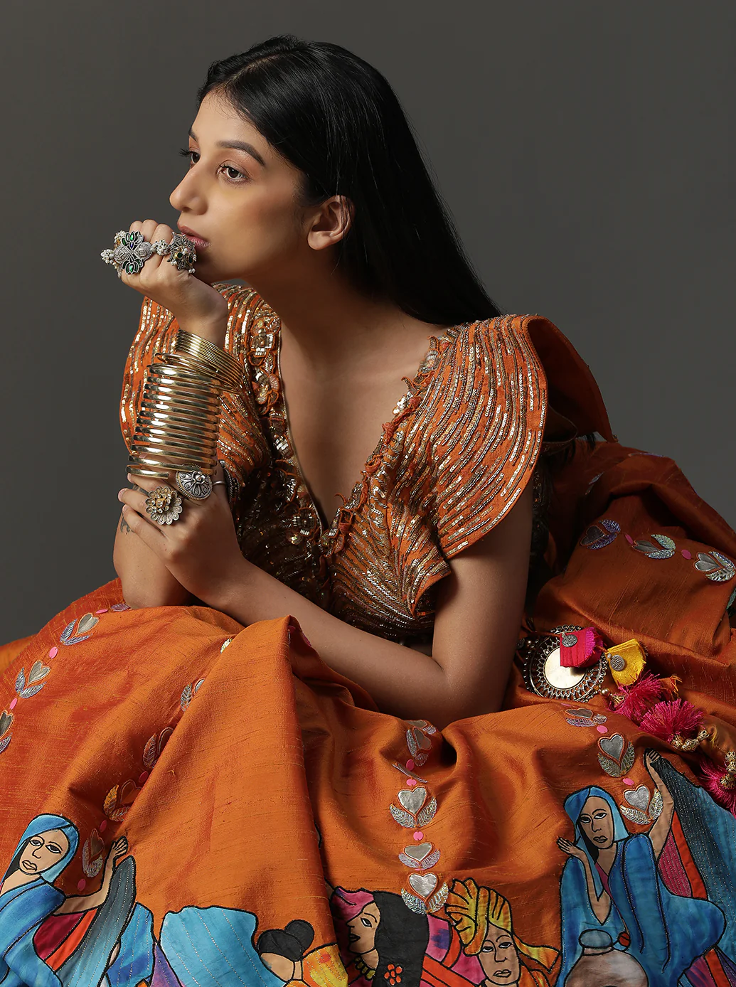 Orange Modern Baraat Lehnga set - Image 5