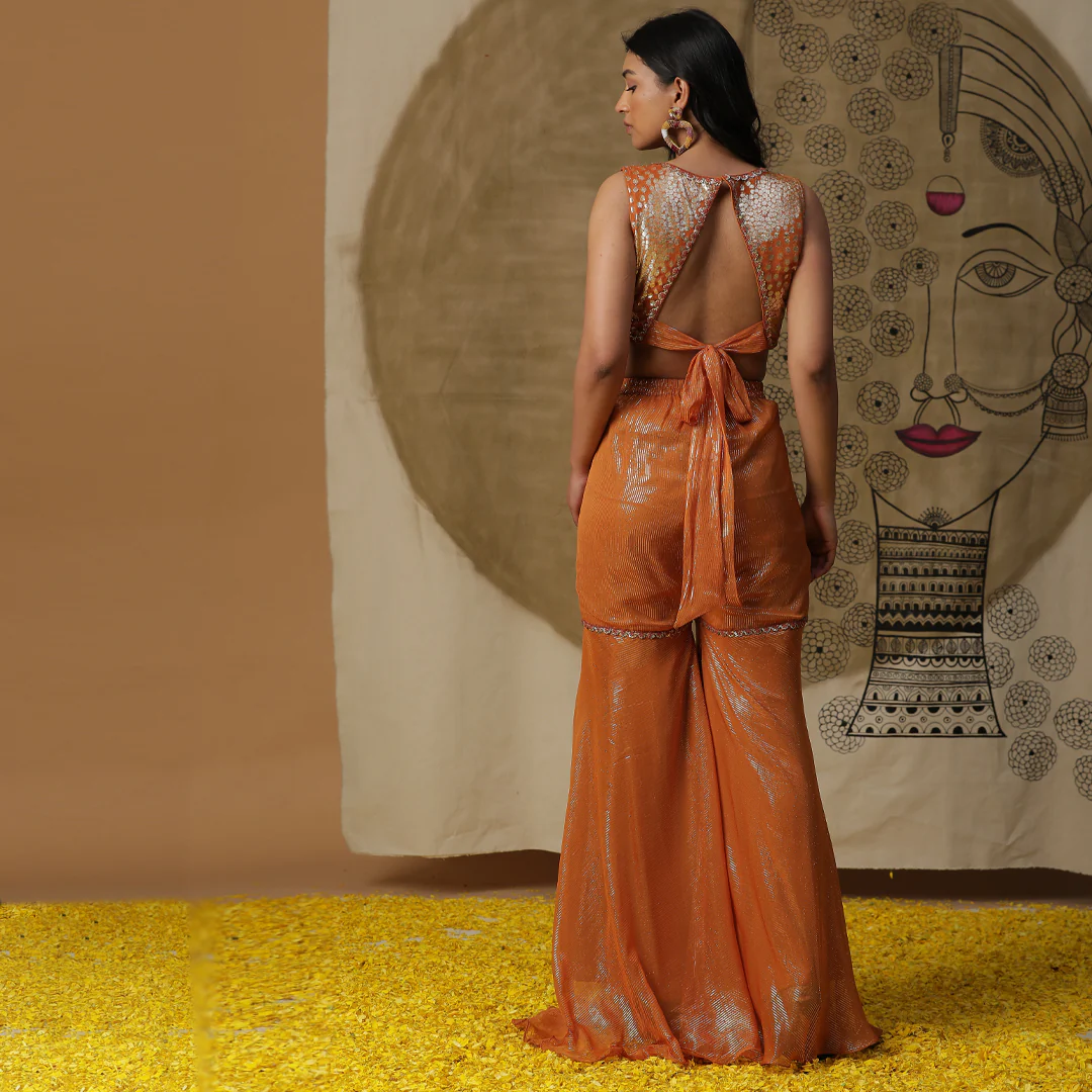 Orange palazzo set - Image 4