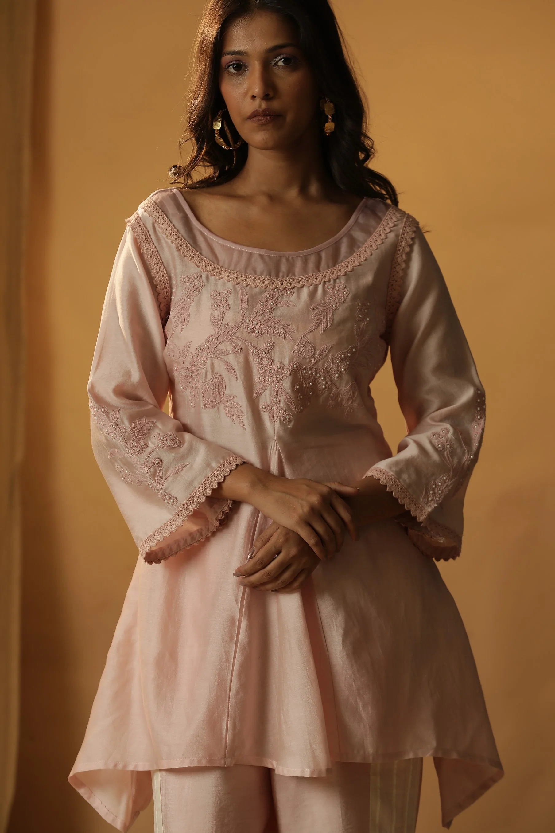 Pastel pink embroidered coord set - Image 5