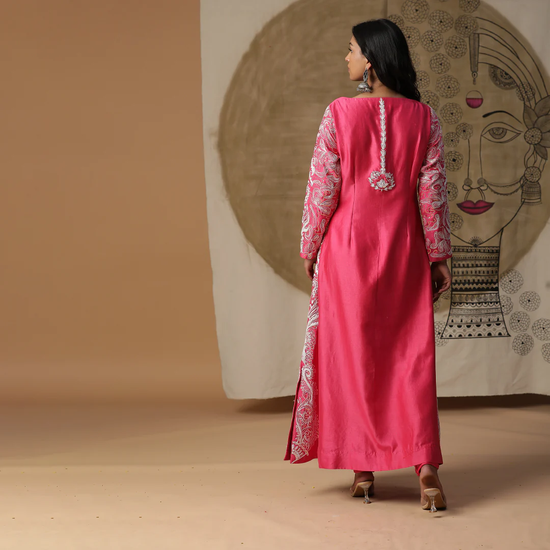 Pink A line kurta set - Image 4