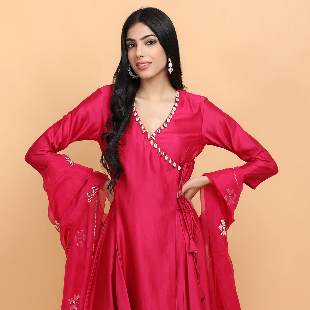 Bhagyashree in pink angrakha suit set - Image 3
