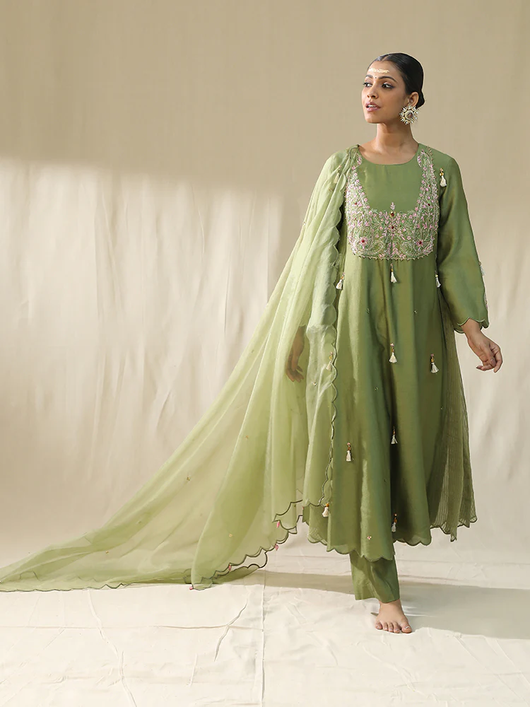 Pista green A line suit set - Image 3