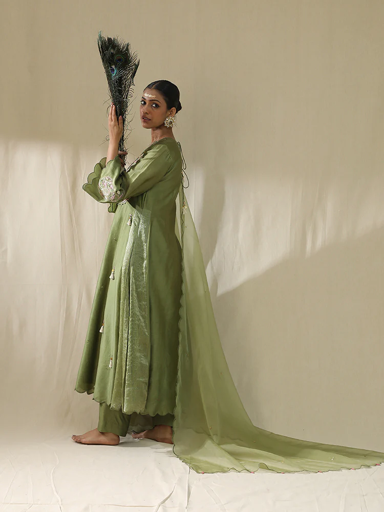 Pista green A line suit set - Image 4