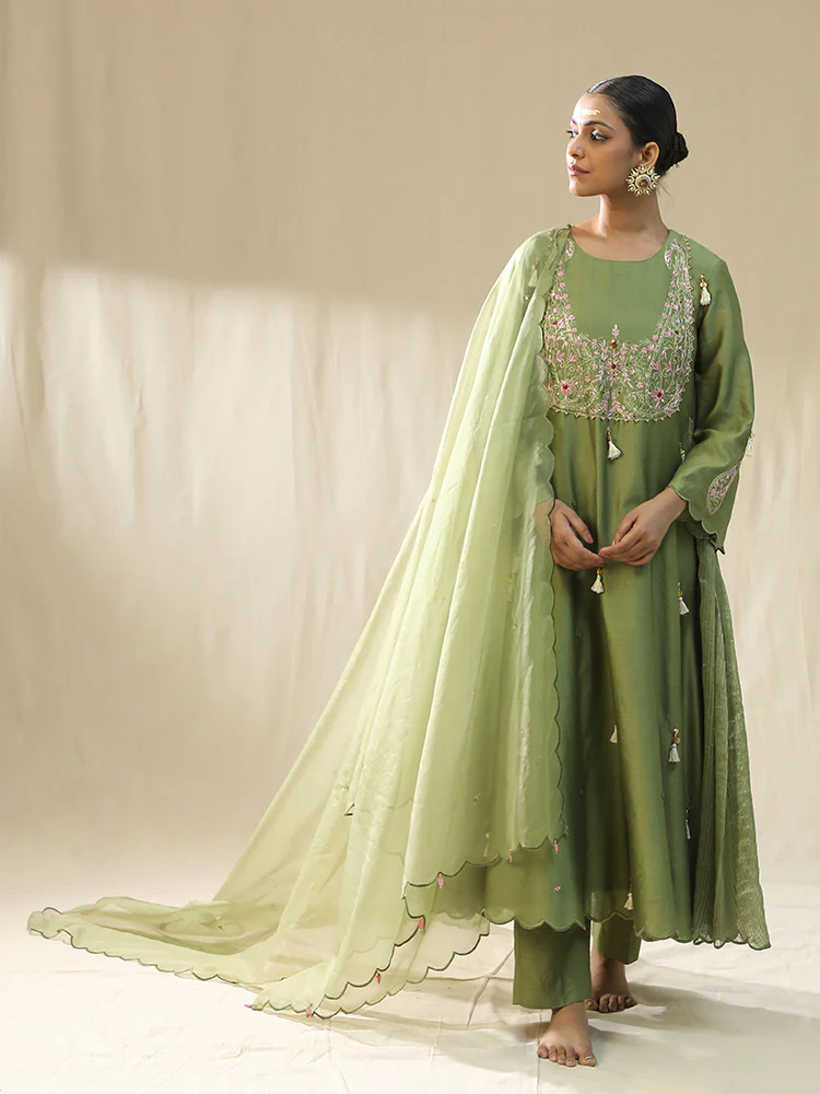 Pista green A line suit set - Image 5