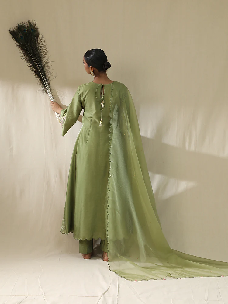 Pista green A line suit set - Image 6