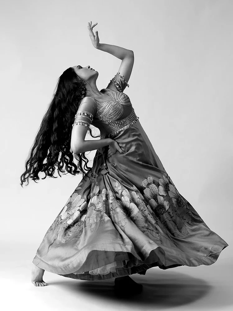 Pista green hand painted embroidered chanderi gown with dupatta set - Image 7