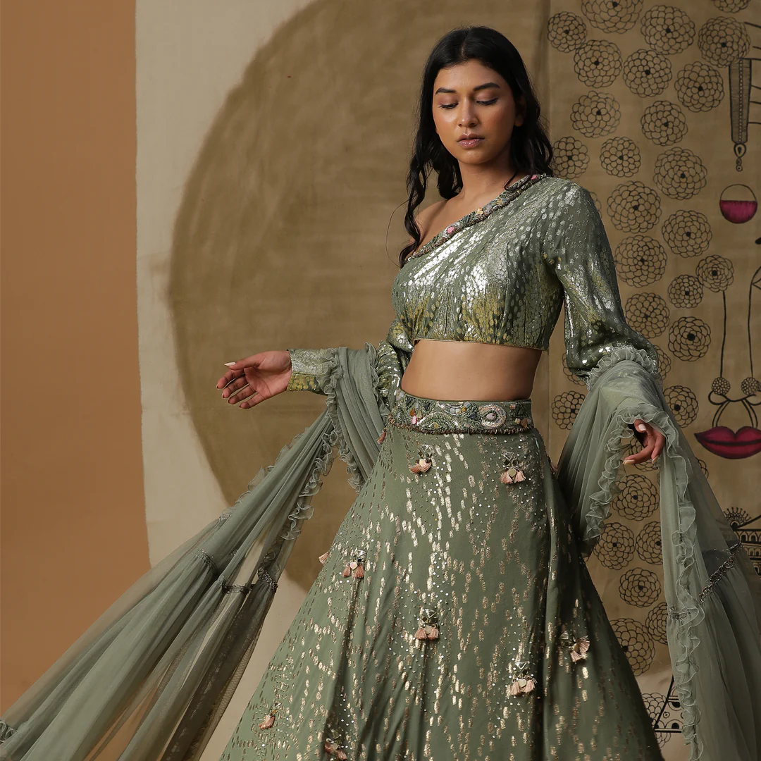 Pista green lehenga set - Image 2