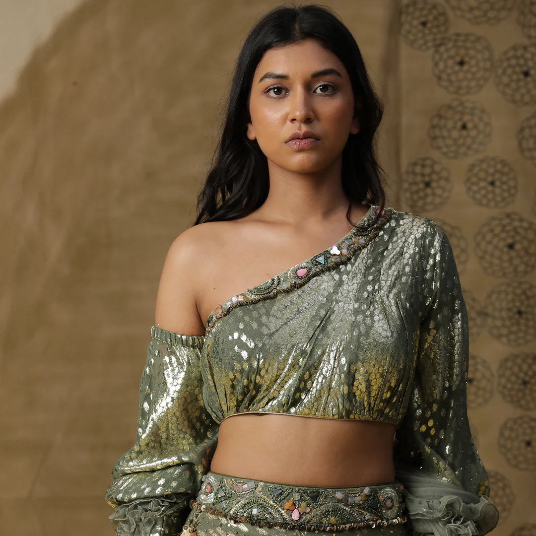 Pista green lehenga set - Image 3