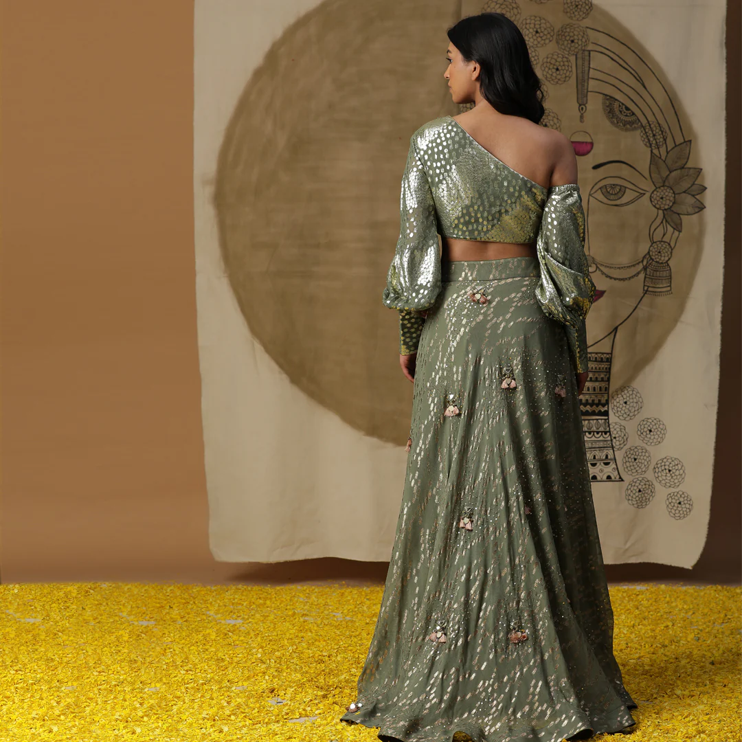 Pista green lehenga set - Image 4
