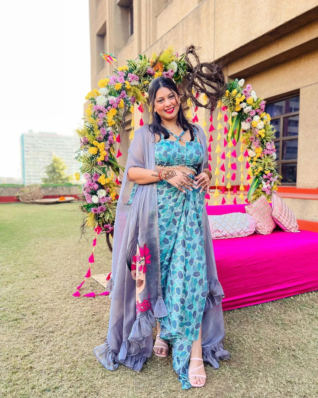Himanshi Goel in printed cheap thrills wrap skirt set