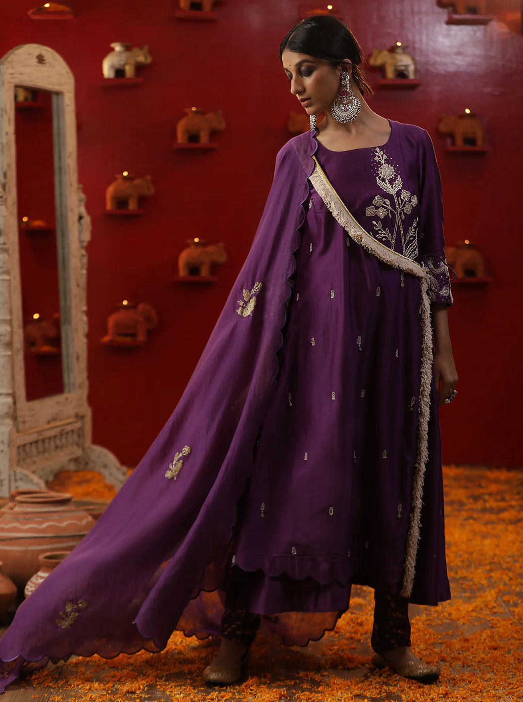 Purple A line Angrakha Suit set - Image 3