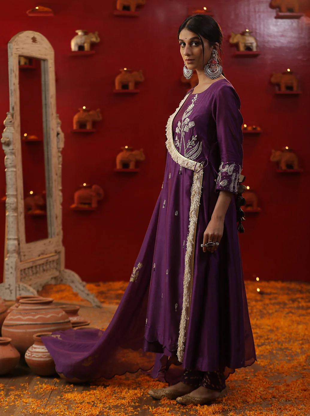 Purple A line Angrakha Suit set - Image 4