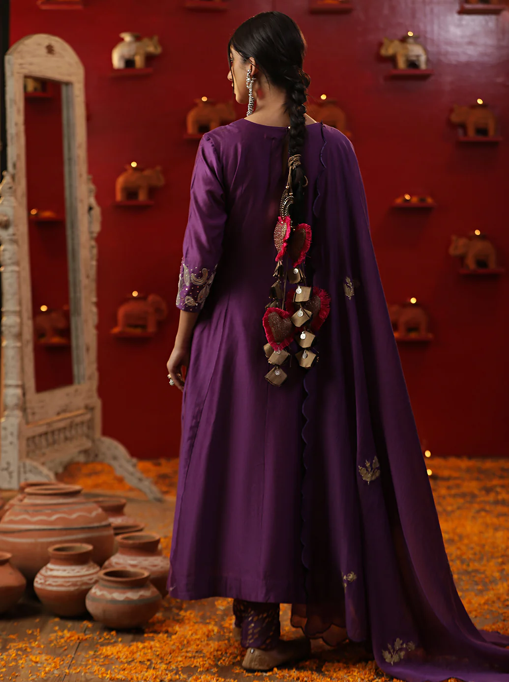 Purple A line Angrakha Suit set - Image 5