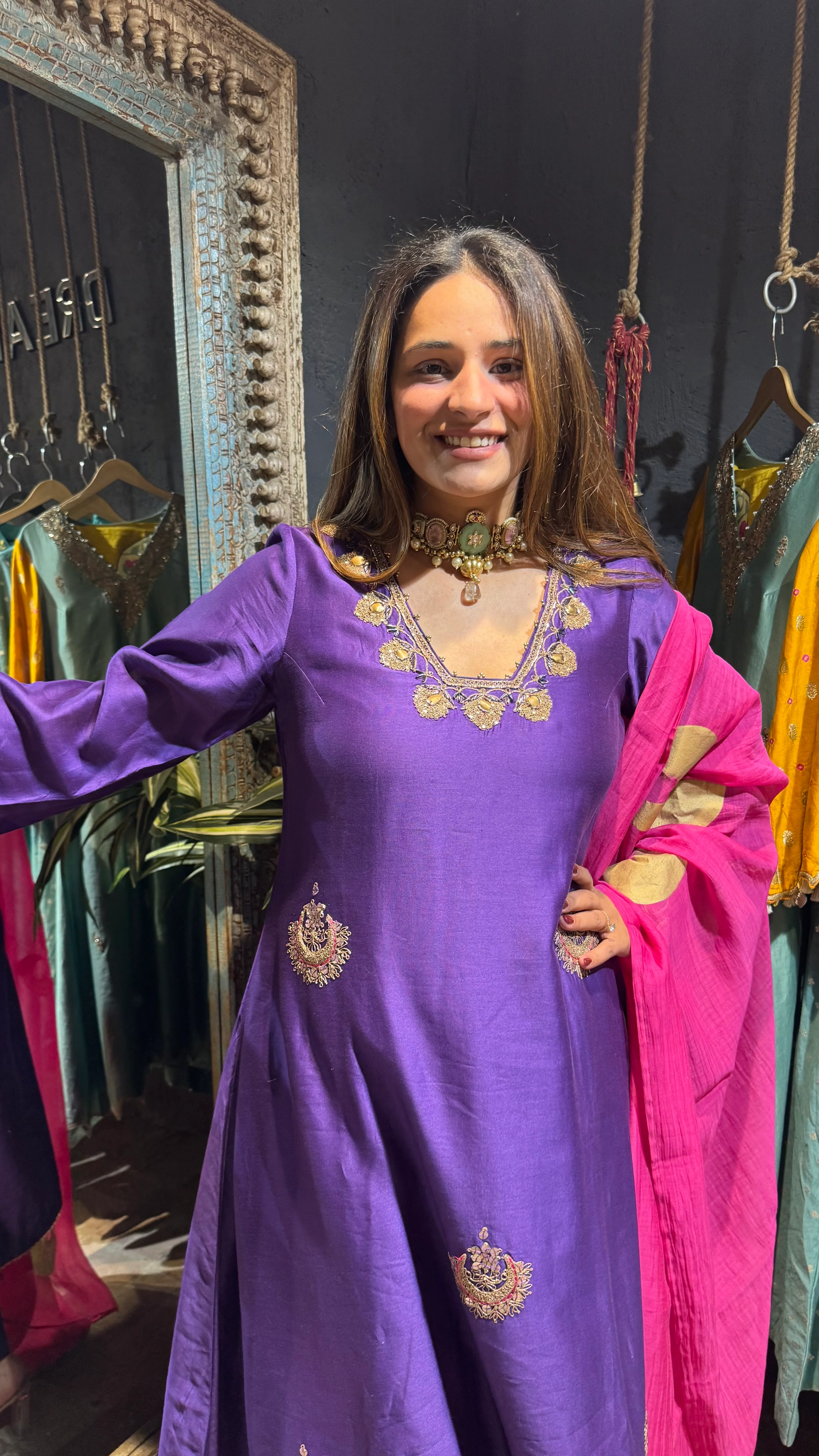 Purple Bali Hand Embroidered Suit Set - Image 2