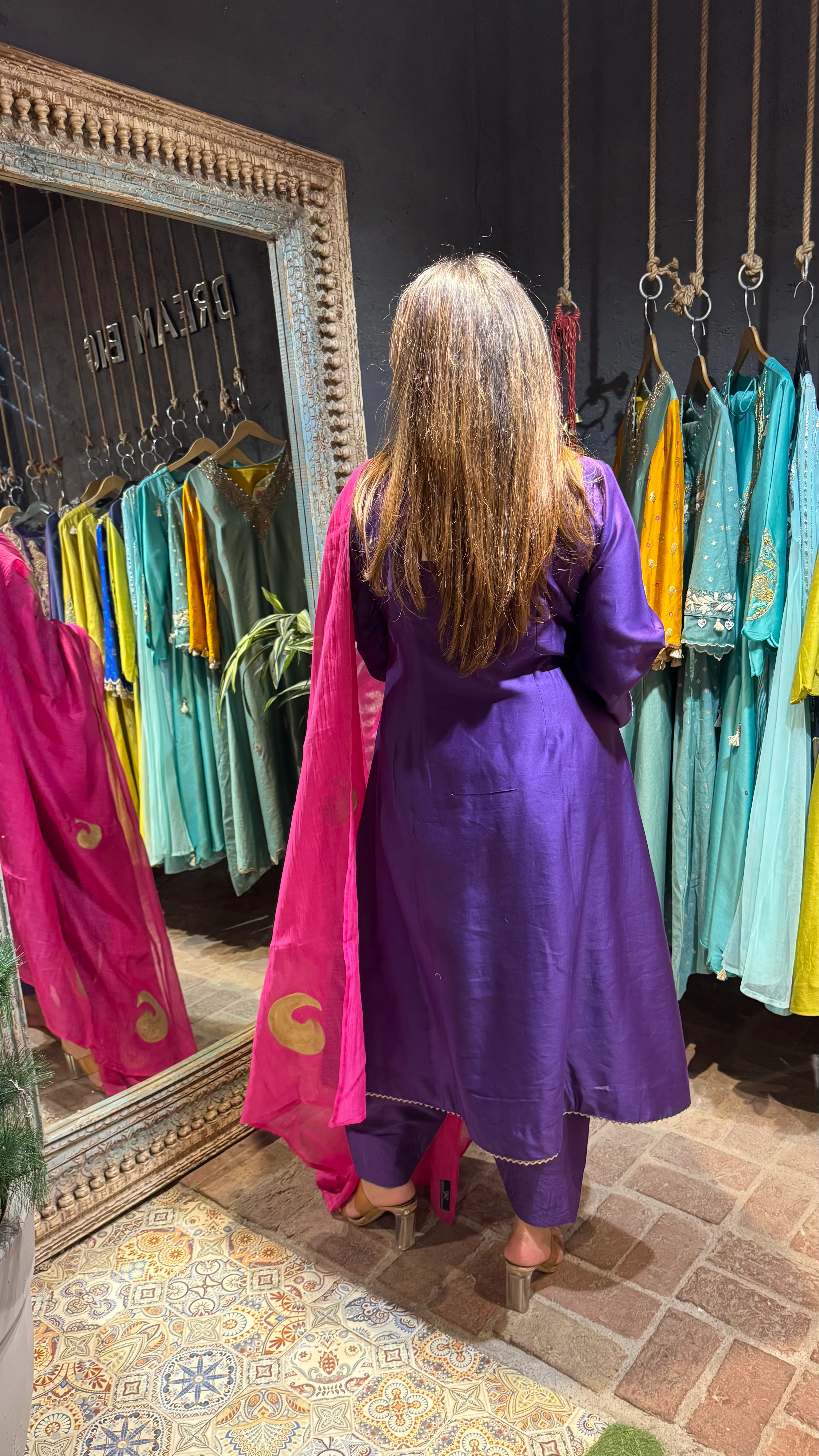Purple Bali Hand Embroidered Suit Set - Image 3