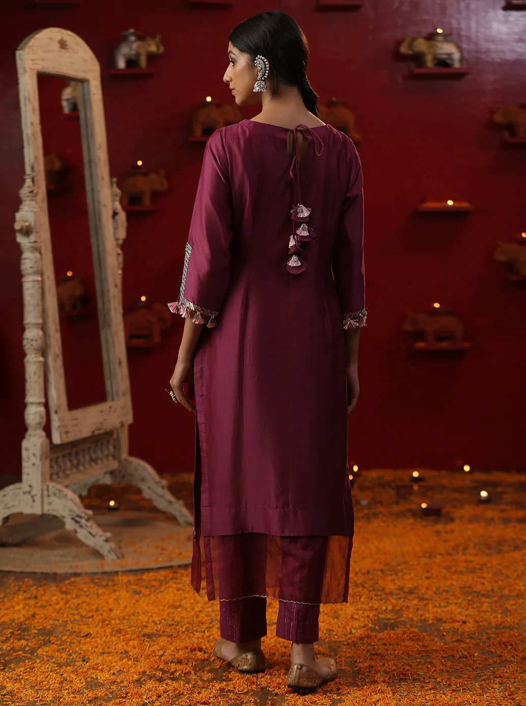 Purple bird handpainted suit set - Image 5