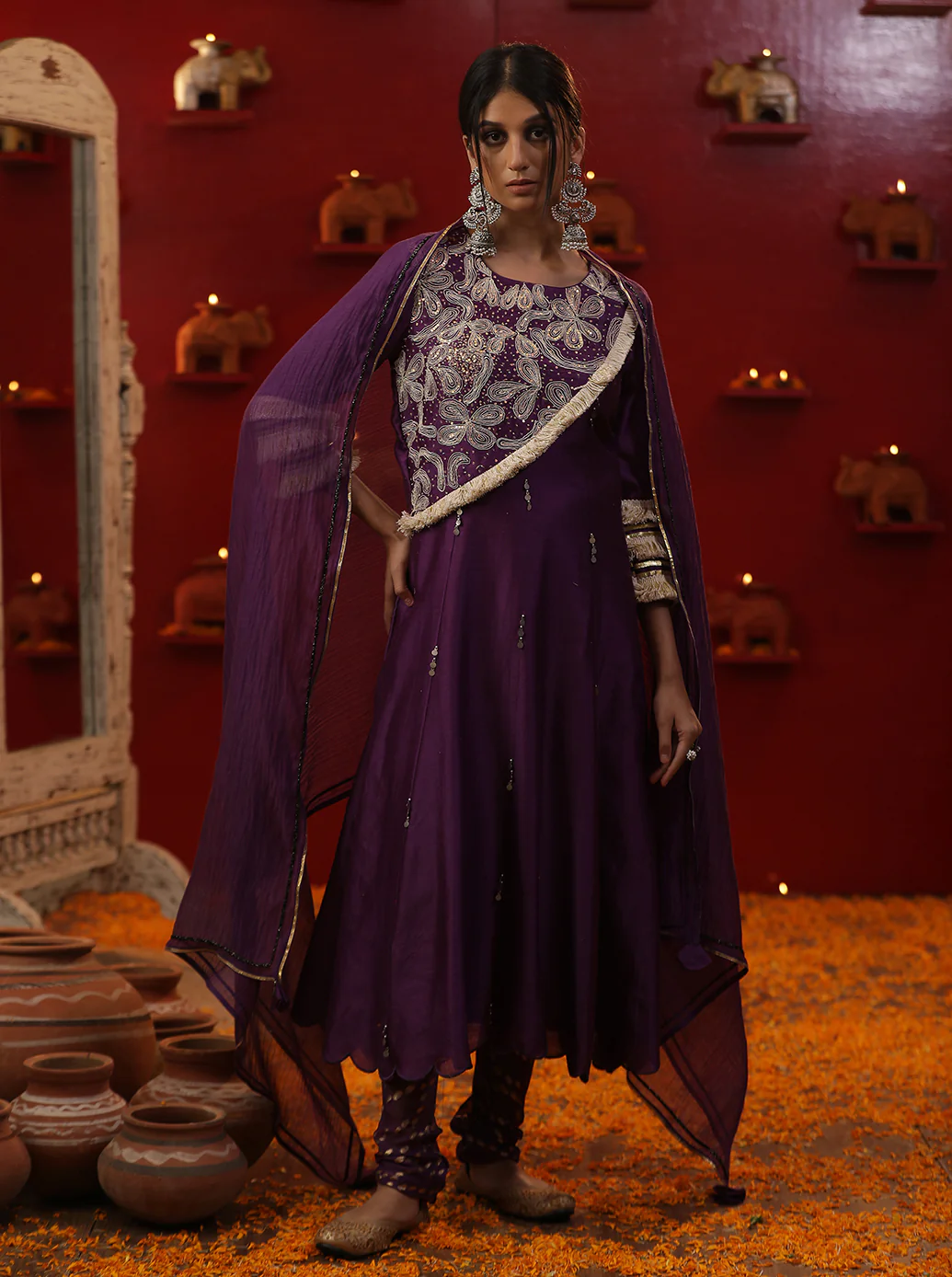 Purple Shringaar A line Suit set - Image 4