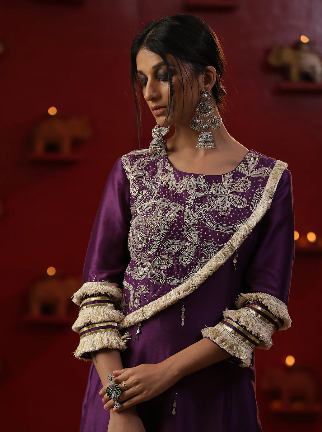Purple Shringaar A line Suit set - Image 5