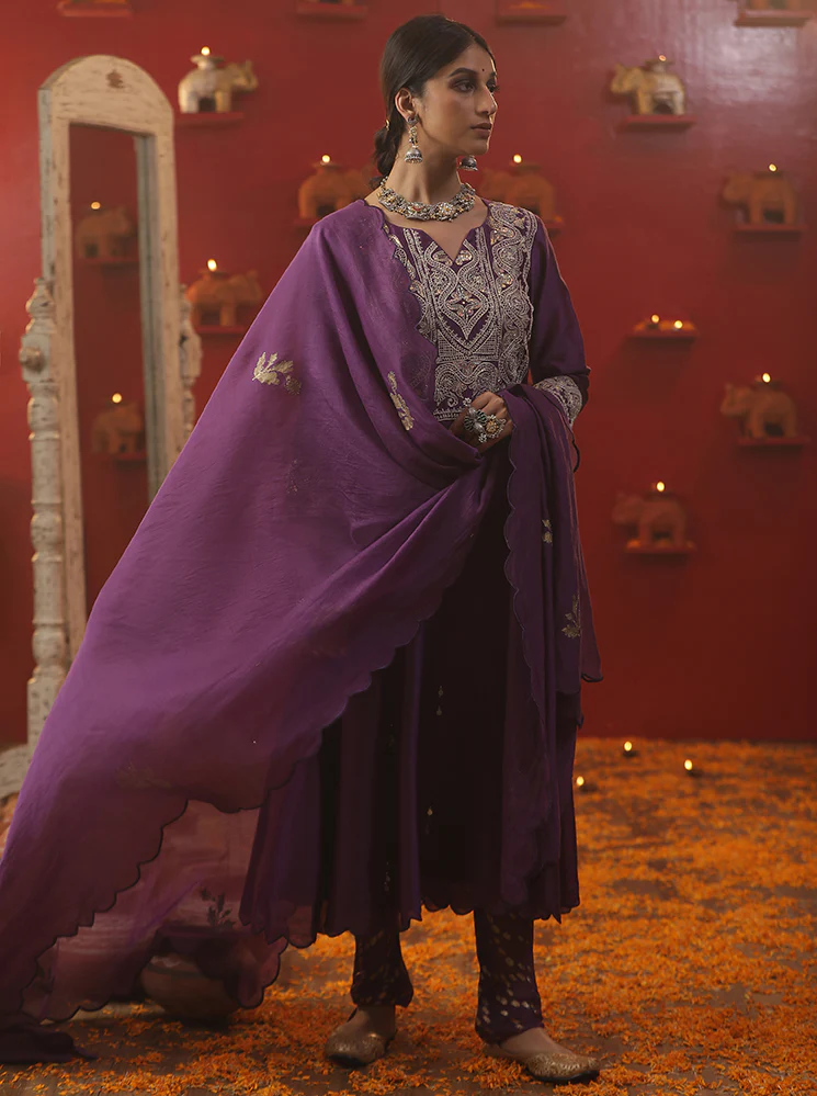 Purple shringar anarkali suit set - Image 3