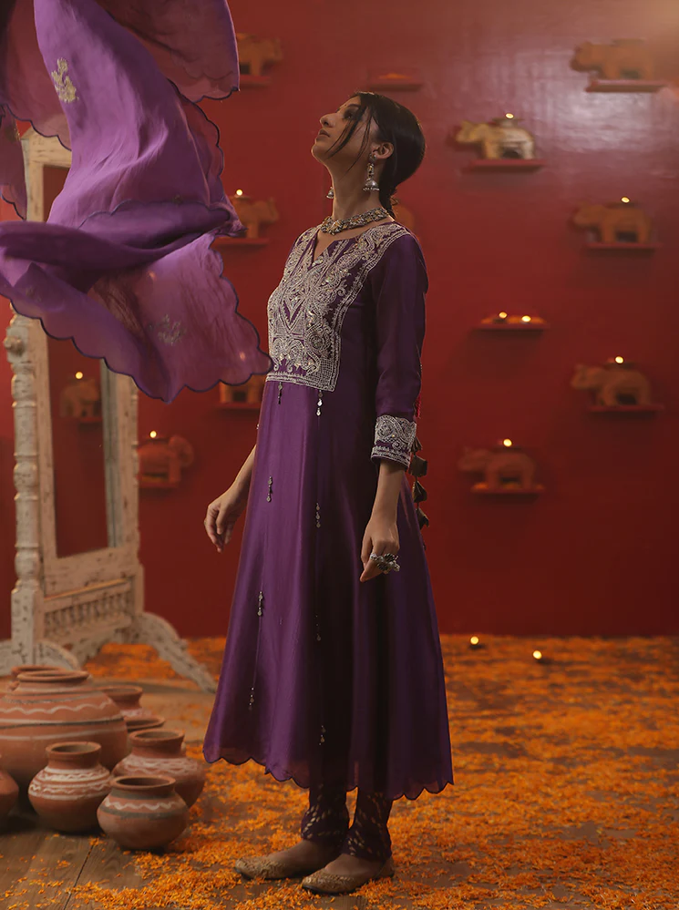 Purple shringar anarkali suit set - Image 4