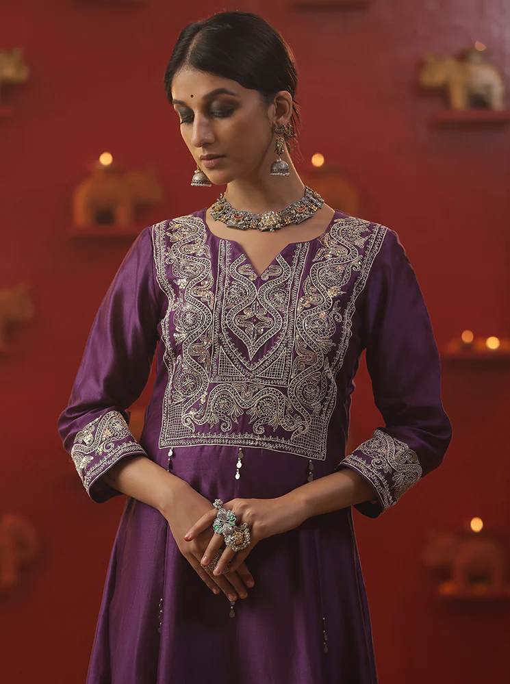 Purple shringar anarkali suit set - Image 5