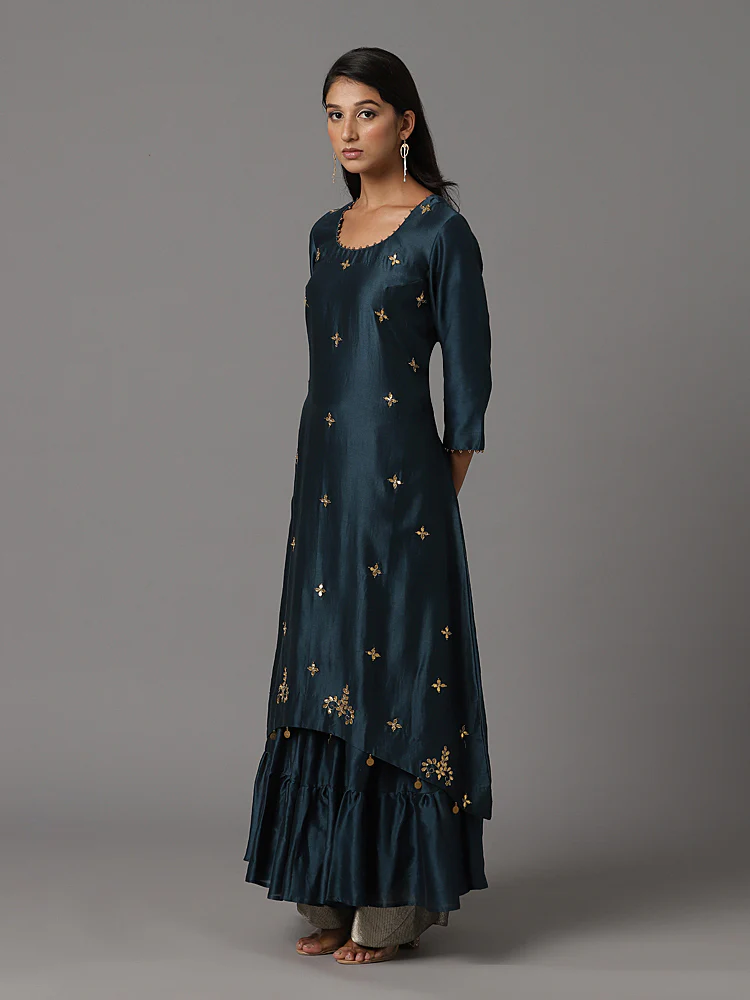 Queenly teal sharara set - Image 3
