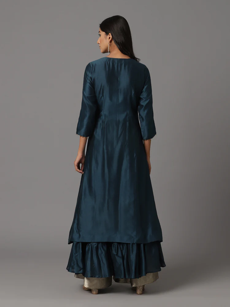 Queenly teal sharara set - Image 4
